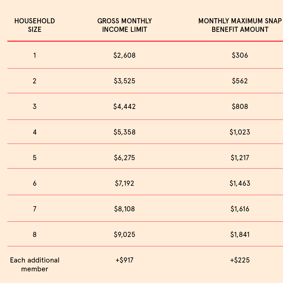 Eligibility Chart for SNAP Benefits October 2026